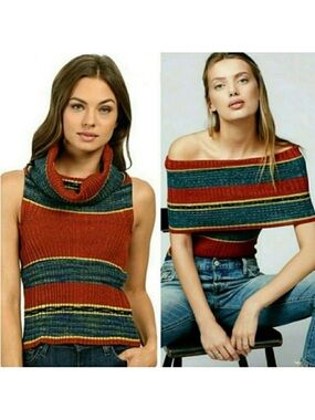 Free People Carly Striped Cowl Neck Sweater